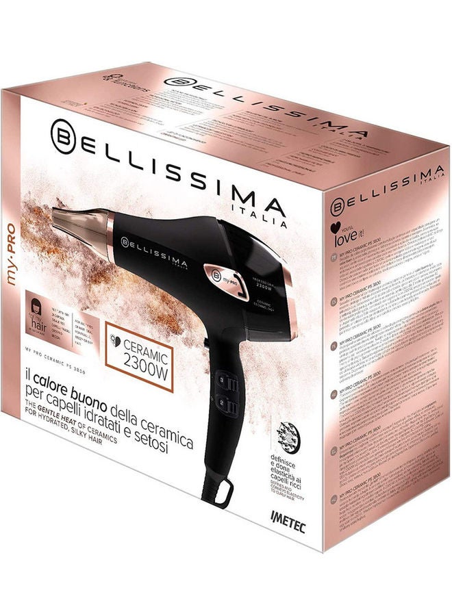 BELLISSIMA - Professional Ceramic Hair Dryer Black / Rose Gold - Image 1