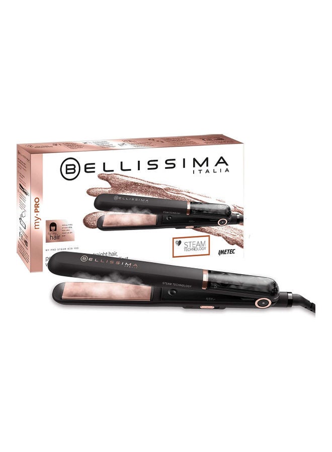 BELLISSIMA Professional Steam Hair Straightener Black / Rose Gold  - Image 1