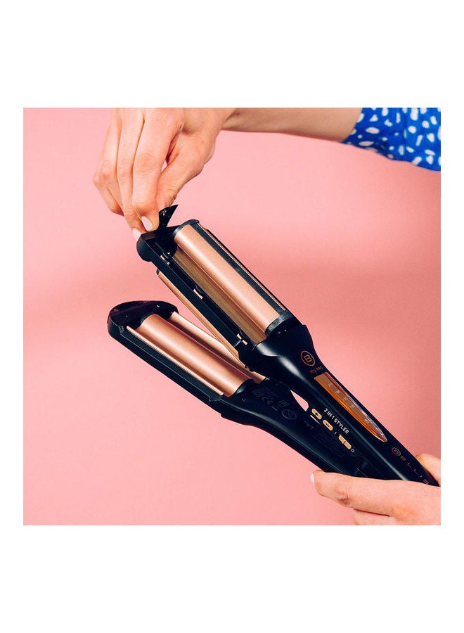 BELLISSIMA - 2-in-1 Straight And Waves Hair Styler Double Profile Black / Rose Gold - Image 1