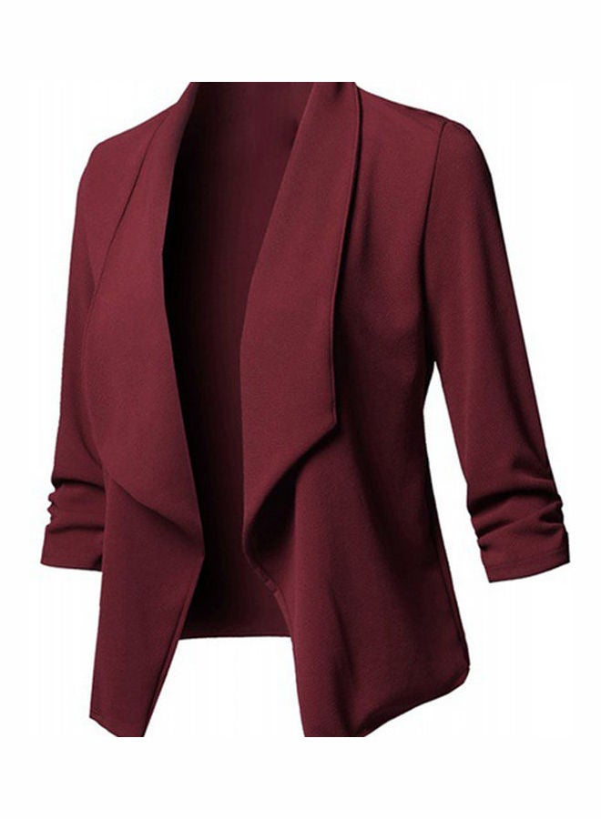 Solid Pattern Slim Fit Blazer Wine Red - Image 1