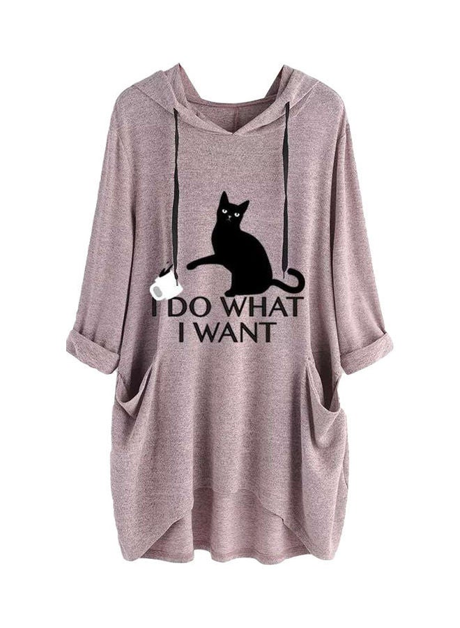 Cartoon Cat Ears Hooded Sweatshirt Pink/Black