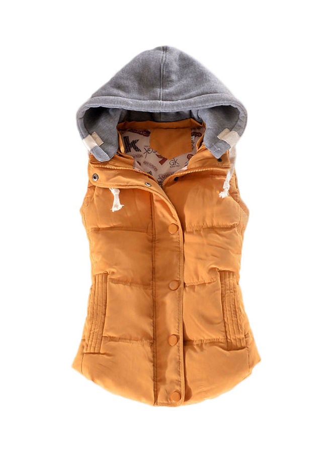 Winter Gilet Vest Zipper Sleeveless Waistcoat Jacket Yellow/Grey - Image 1