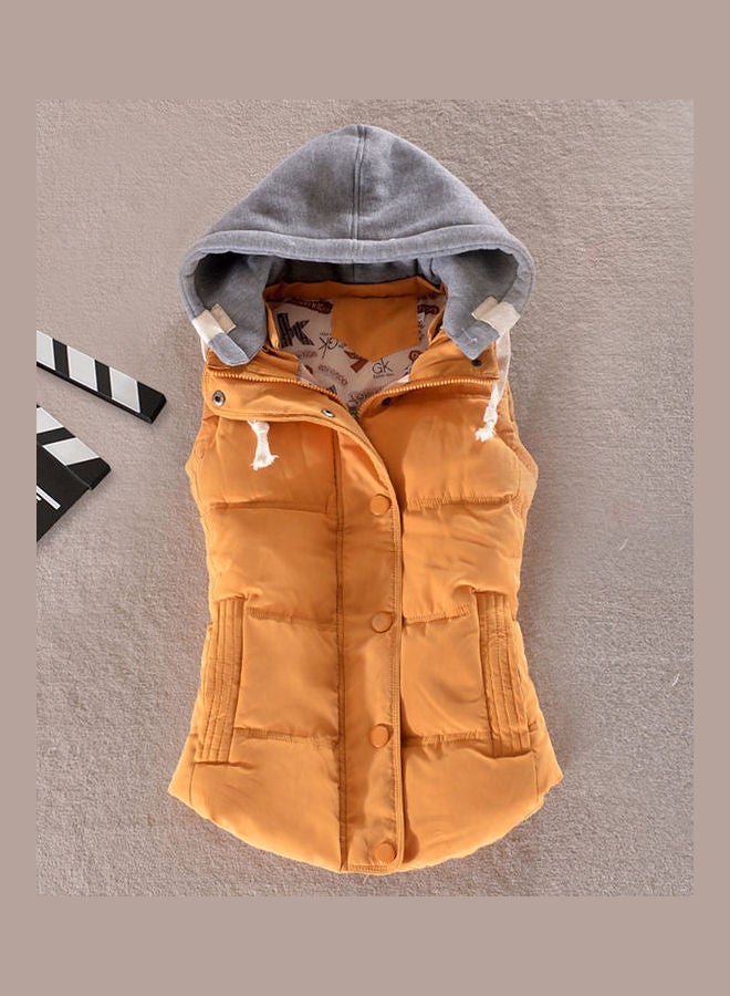 Winter Gilet Vest Zipper Sleeveless Waistcoat Jacket Yellow/Grey - Image 2