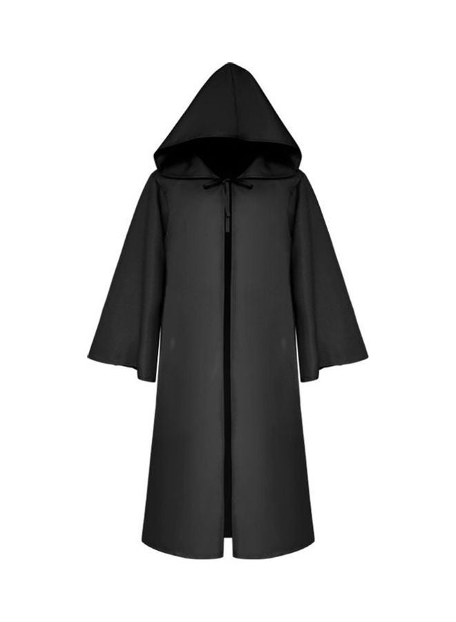 Solid Colour  Hooded Vampire Cape Halloween Masquerade Cloak Black - Image 1