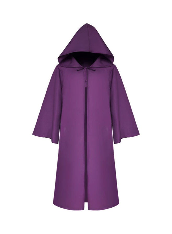 Solid Colour Hooded Vampire Cape Halloween Masquerade Cloak Purple - Image 1
