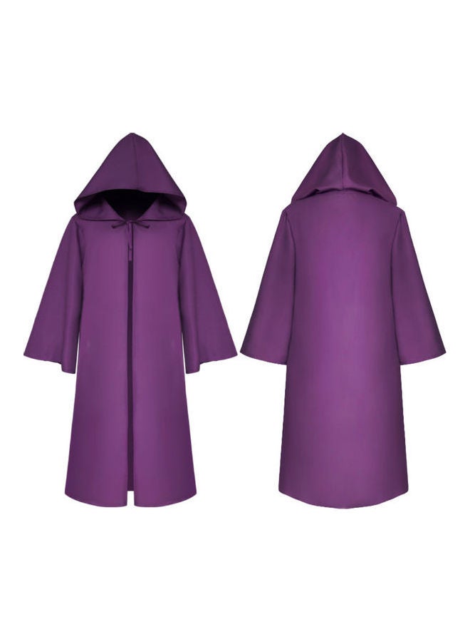 Solid Colour Hooded Vampire Cape Halloween Masquerade Cloak Purple - Image 2