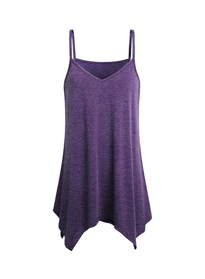 Asymmetric Flowy Hem Strap Top Purple 