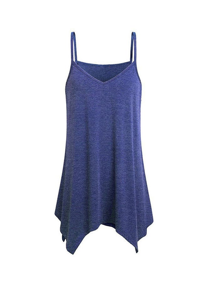 Asymmetric Flowy Hem Strap Top Blue 