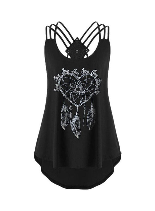 Generic - Love Heart Printed Loose Top Black/White - Image 1