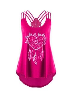 Love Heart Printed Loose Top Pink/White