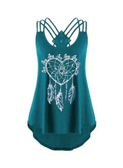 Love Heart Printed Loose Top Blue/White