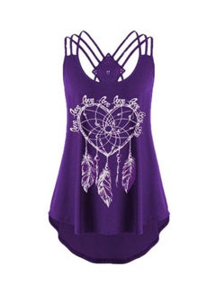 Love Heart Printed Loose Top Purple/White