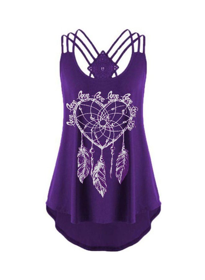 Generic - Love Heart Printed Loose Top Purple/White - Image 1