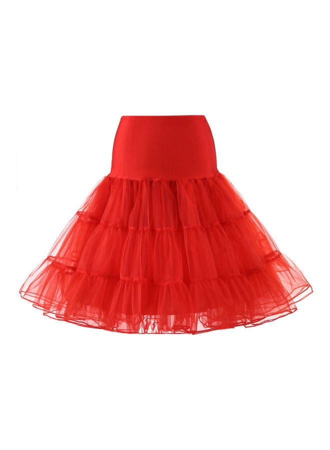Solid Midi Skirt Red