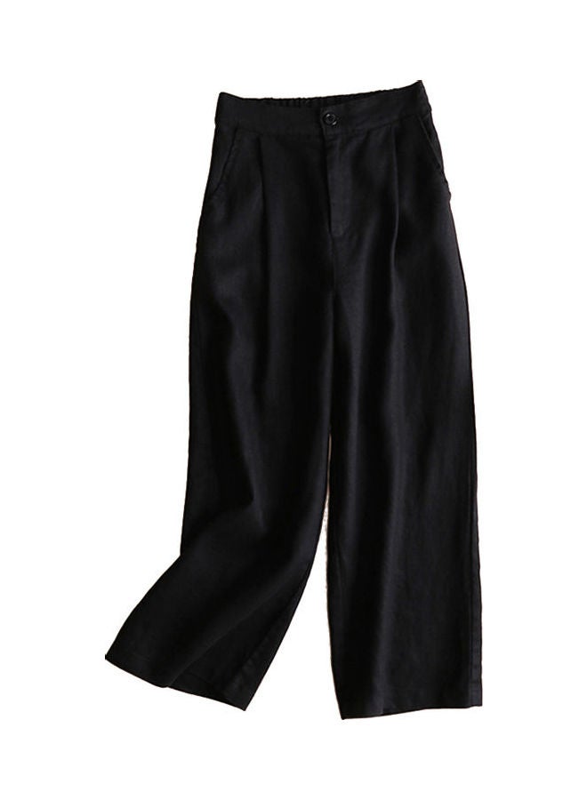 Fashion Casual Loose Wide Leg Long Trouser Pant Black - Image 1