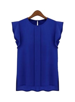 Short Fly Solid Pattern Top Dark Blue
