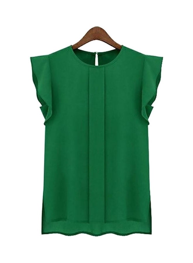 Solid Pattern Casual Top Green  - Image 1