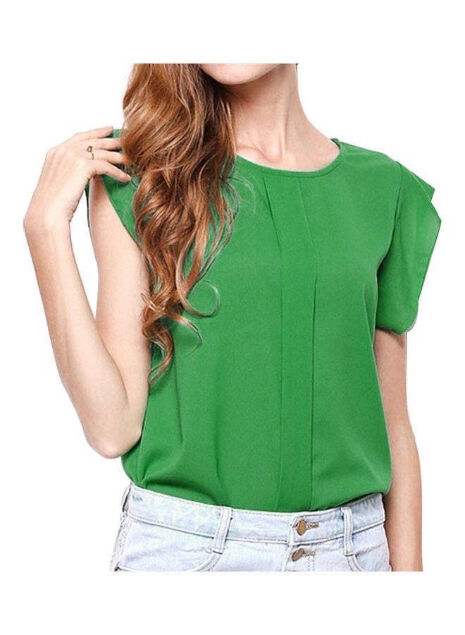 Solid Pattern Casual Top Green  - Image 2