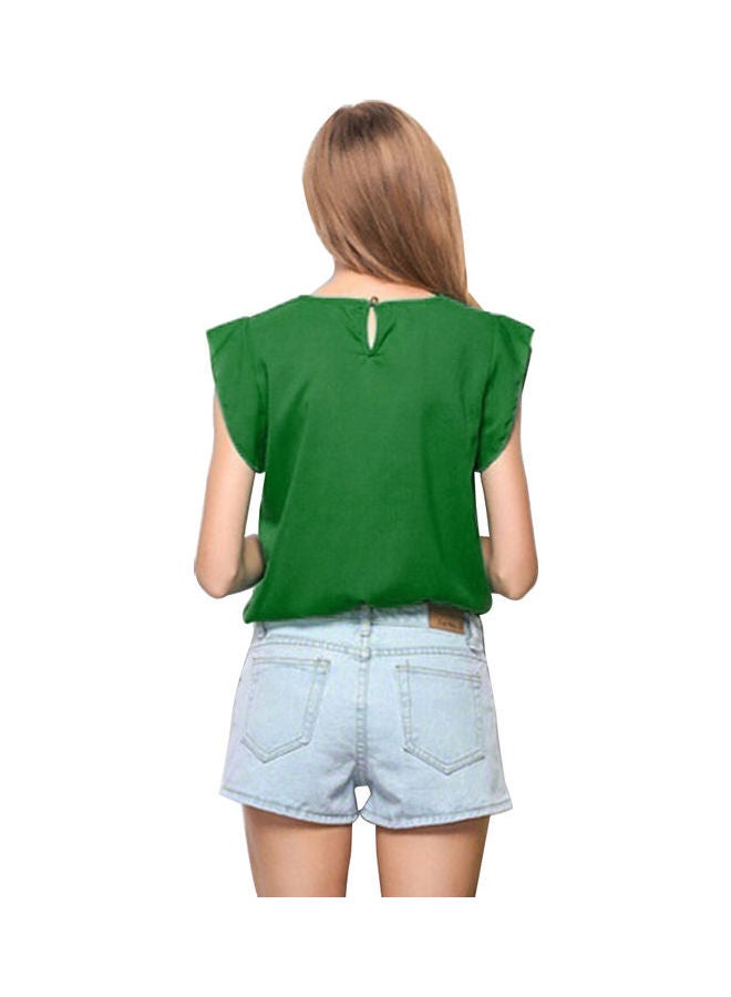Solid Pattern Casual Top Green  - Image 3