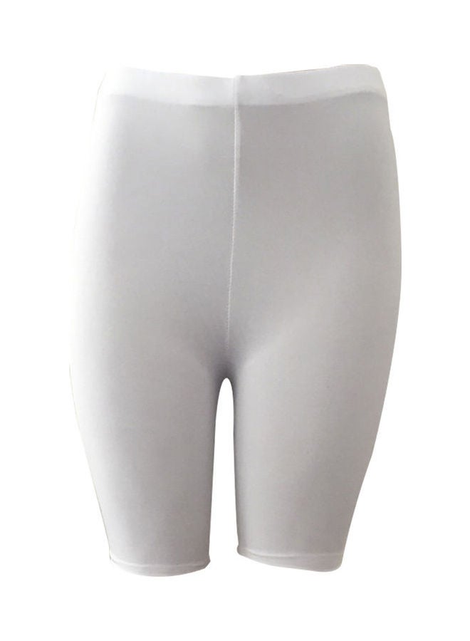 Solid Pattern High Rise Yoga Shorts White - Image 1