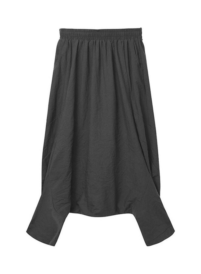 Solid Elastic Waist Baggy Long Yoga Harem Pant Grey - Image 1