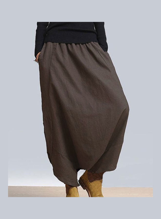 Solid Elastic Waist Baggy Long Yoga Harem Pant Grey - Image 2