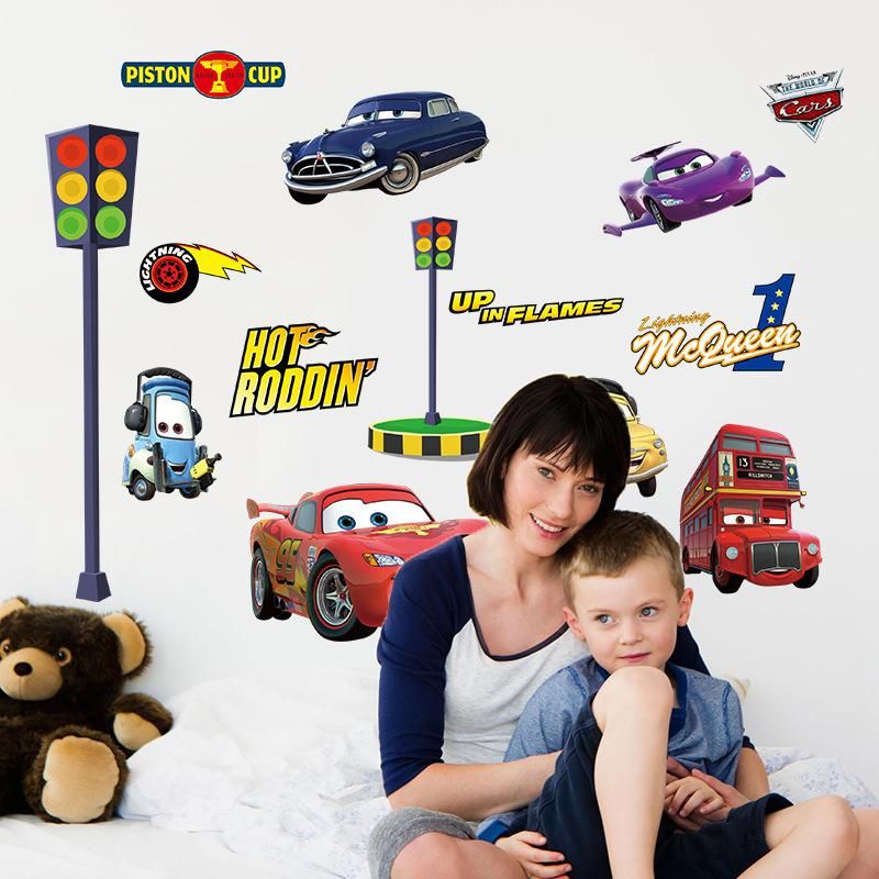 Fast Print Wall Decor Decals For Boys Bedroom Kids Room Wallpaper Cartoom Car Poster Mural Wall Sticker Multicolour 90x60cm - Image 2