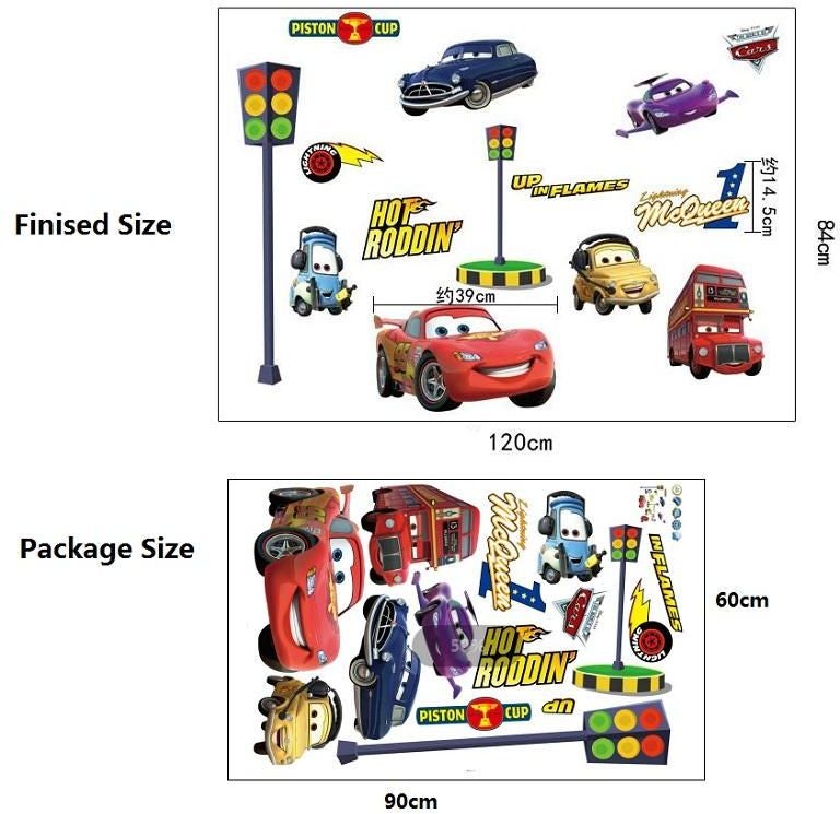 Fast Print Wall Decor Decals For Boys Bedroom Kids Room Wallpaper Cartoom Car Poster Mural Wall Sticker Multicolour 90x60cm - Image 4
