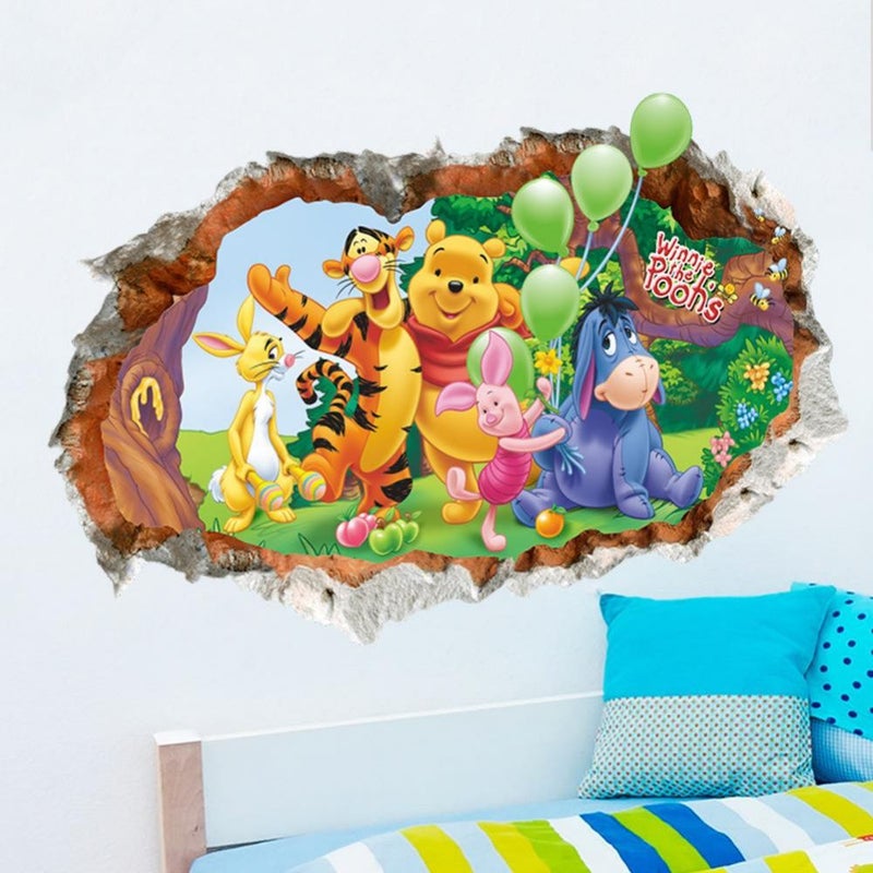 Fast Print Winnie The Pooh Balloon 3D Background Environmentally Friendly Removable Decorative Wall Sticker Multicolour 70x50cm - Image 2