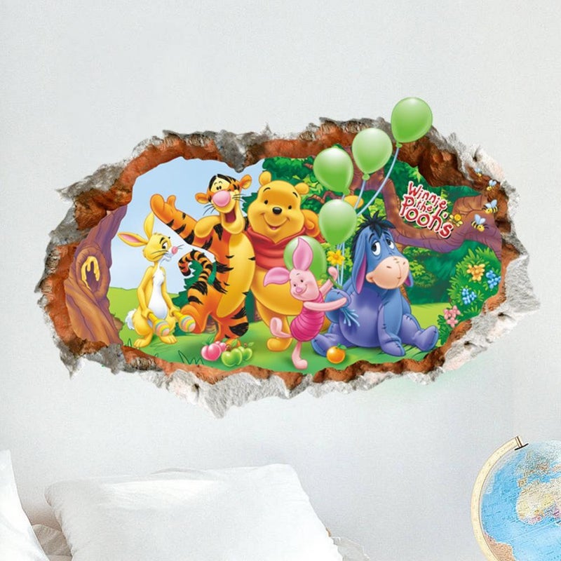 Fast Print Winnie The Pooh Balloon 3D Background Environmentally Friendly Removable Decorative Wall Sticker Multicolour 70x50cm - Image 3