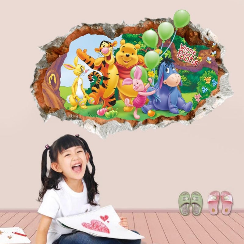 Fast Print Winnie The Pooh Balloon 3D Background Environmentally Friendly Removable Decorative Wall Sticker Multicolour 70x50cm - Image 4