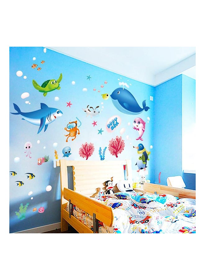 Fast Print Underwater World Small Fish Bath Bathroom Bathroom Waterproof Wall Sticker Multicolour 50x70cm - Image 1