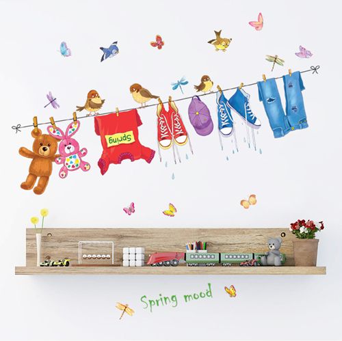 Fast Print Wall Decor Dangling Clothes Silhouette Sticker Multicolour 90x60cm - Image 2