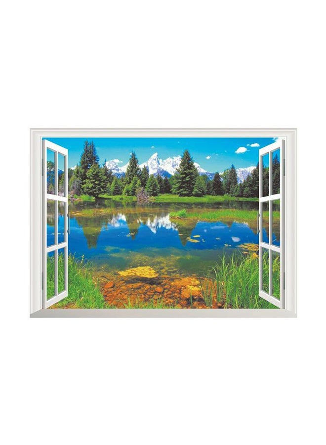 Fast Print - 3d Fake Window Lake Forest TV Background Wall Decorative Wallpaper Multicolour 70x50cm - Image 1