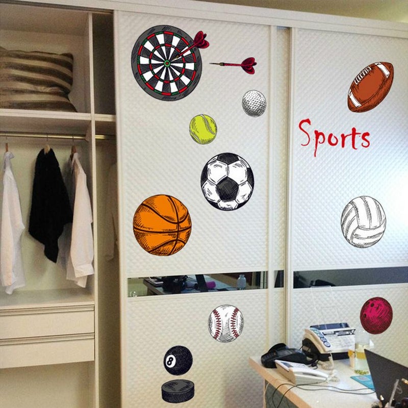 فاست برينت ملصقات جدارية بطبعة كرات وكلمة "Sport" متعدد الألوان 70x50سم - Image 3