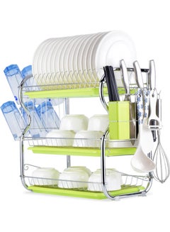 Generic 4 Tier Dish Drying Rack Silver/Green 56x43.5x25cm  - Image 1