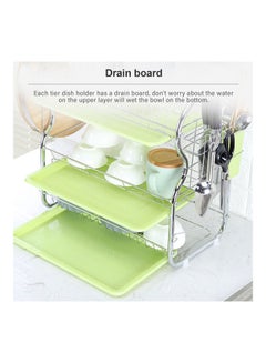 Generic 4 Tier Dish Drying Rack Silver/Green 56x43.5x25cm  - Image 5