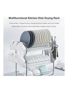Generic 2 Tier Dish Drying Rack Silver/White 59x15.5x27cm  - Image 3