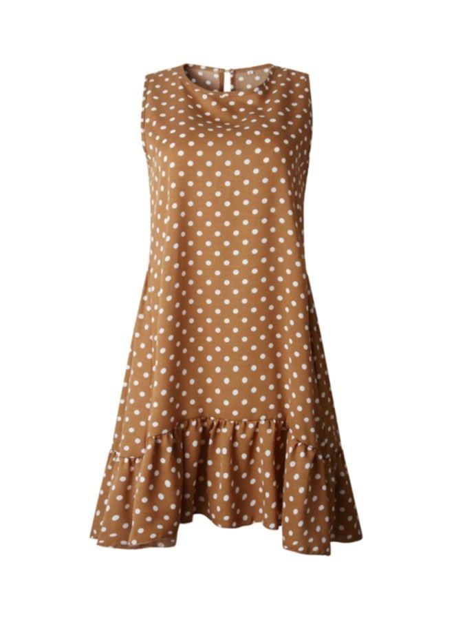 Sharpdo Printed Wave Point Sleeveless Mini Dress Brown/White  - Image 1
