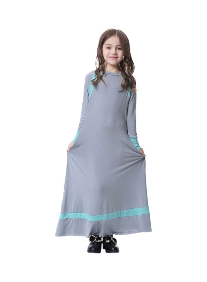 Sharpdo Long Sleeve Round Neck Maxi Dress Grey/Blue  - Image 1
