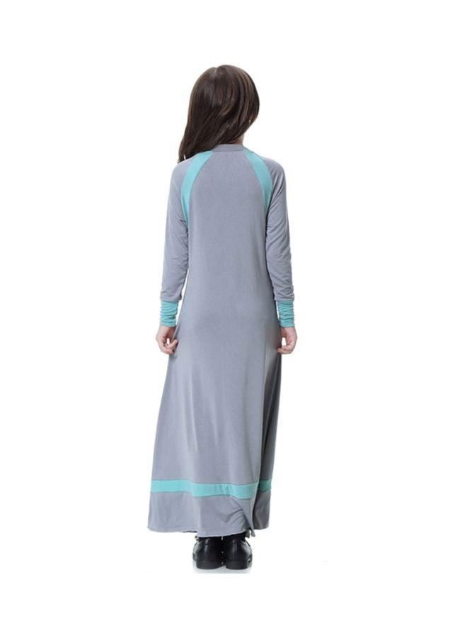Sharpdo Long Sleeve Round Neck Maxi Dress Grey/Blue  - Image 2