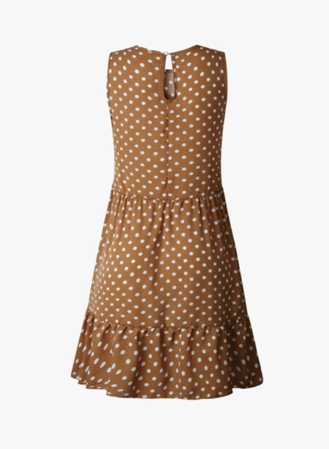 Sharpdo Printed Wave Point Sleeveless Mini Dress Brown/White  - Image 2