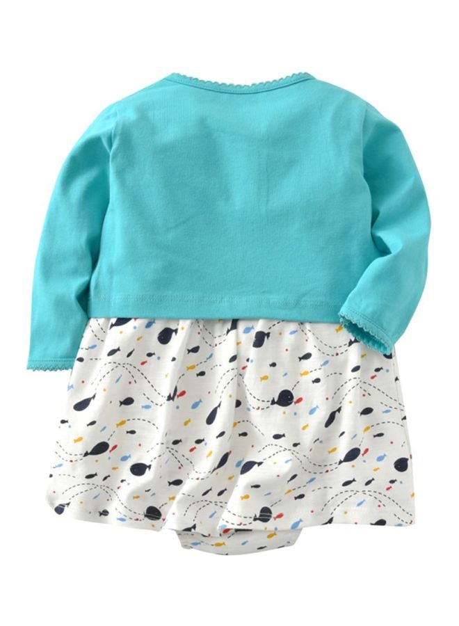 شاربدو طقم فستان من قطعتين أبيض/أزرق/أسود/أصفر - Image 2