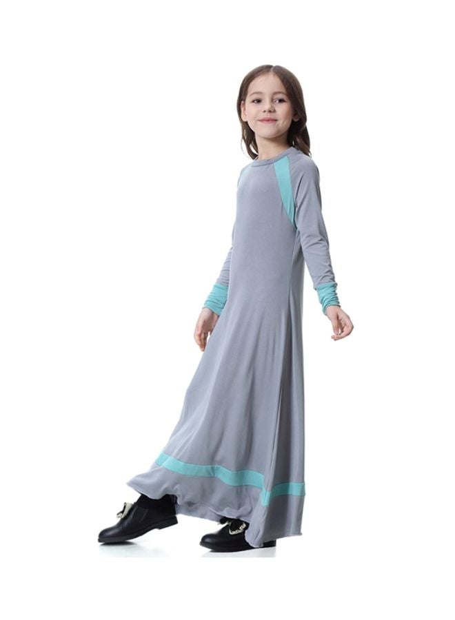 Sharpdo Long Sleeve Round Neck Maxi Dress Grey/Blue  - Image 3