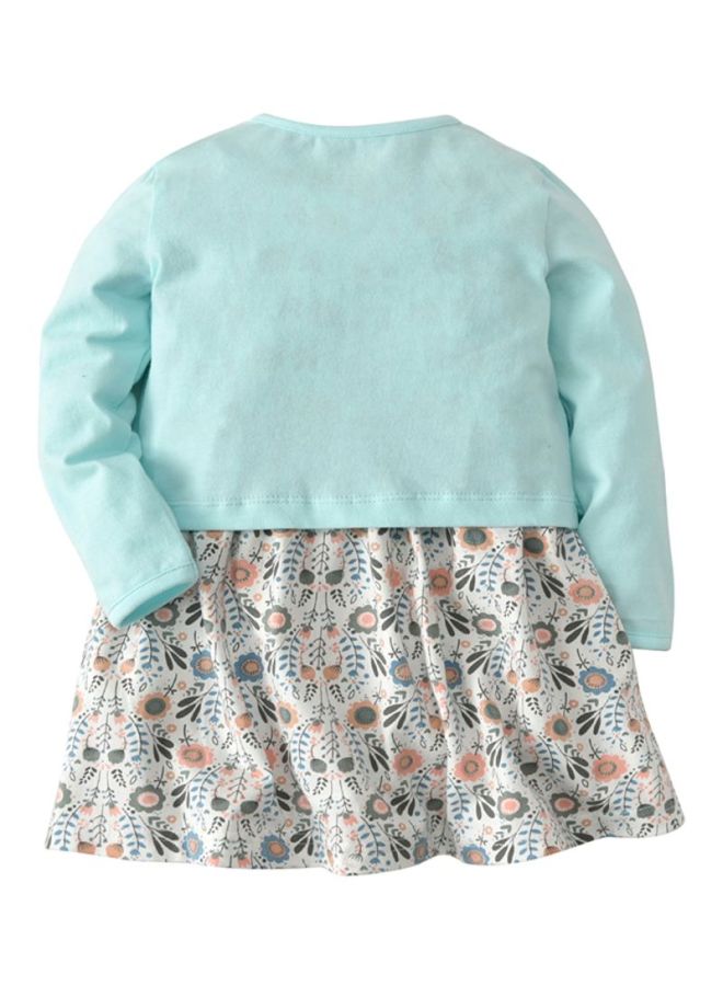 شاربدو طقم فستان من قطعتين أزرق/أخضر/أبيض - Image 2