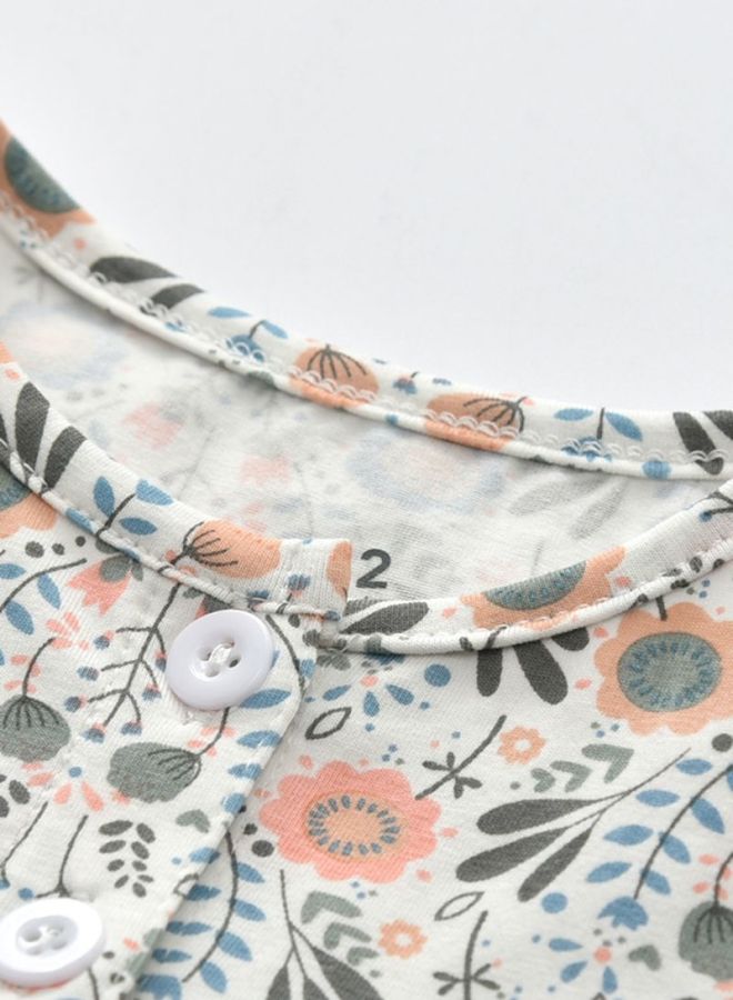 شاربدو طقم فستان من قطعتين أزرق/أخضر/أبيض - Image 4