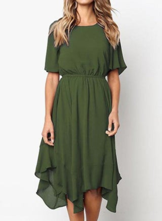 Round Neck Short Sleeve Irregular Dress Green - v1608961835/N21004918V_1