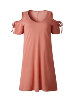 Round Neck Mini Dress Orange