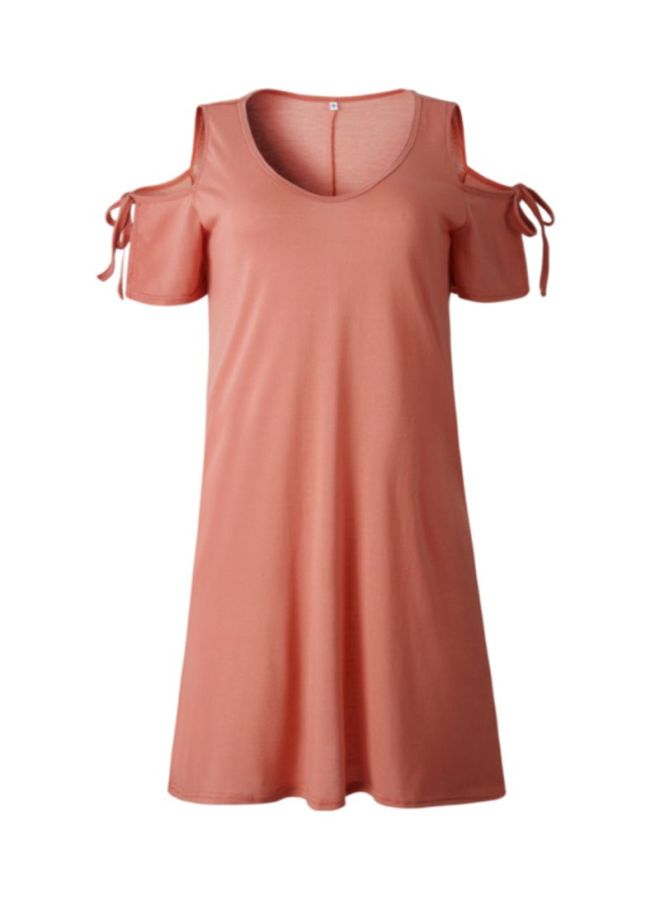 Sharpdo - Round Neck Mini Dress Orange - Image 1