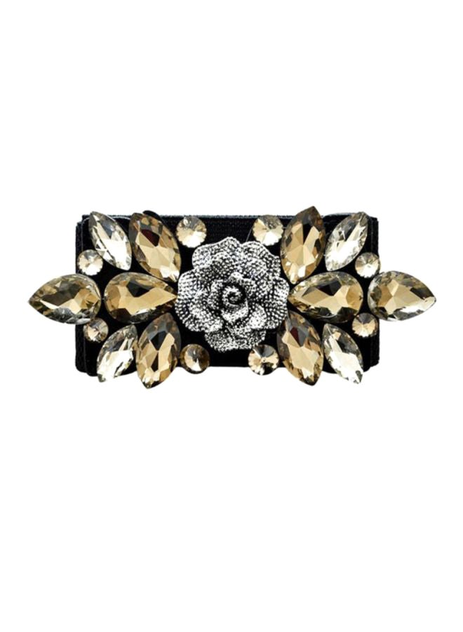 Sharpdo Floral Diamond Corset Belt Black/Gold/Silver - Image 2
